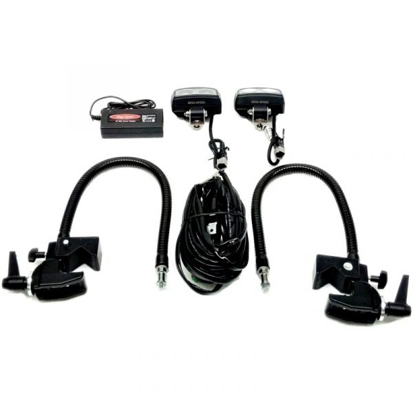 40 watt precision LED light kit with 18” flex arms, clamps, 10 ft wire harness and power supply