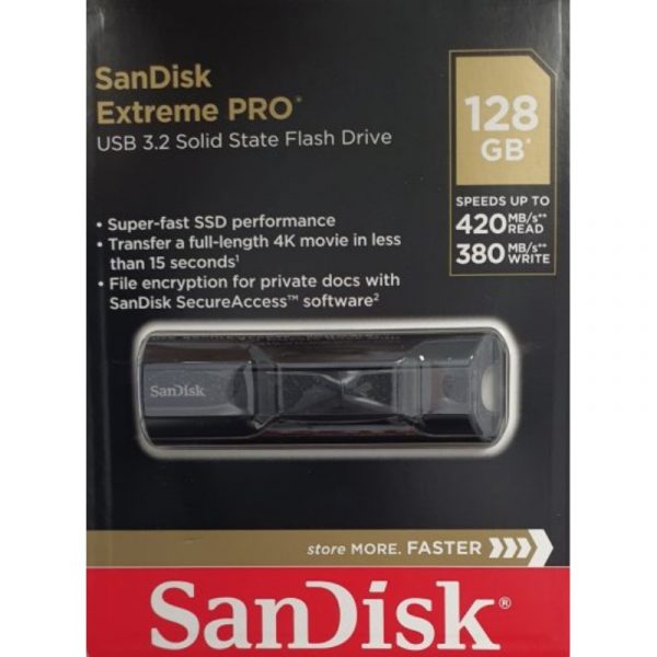 SanDisk 128GB extreme pro USB 3.2 solid state flash drive