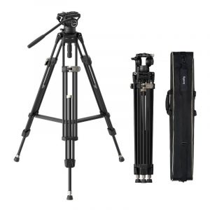Heavy duty 75” Aluminum tripod with fluid head and 17lbs capacity
